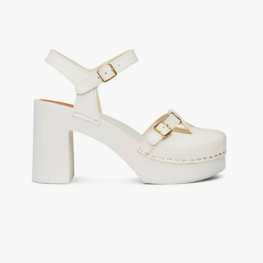 Swedish Hasbeens Retro Sky High White Clog - Picture 10 of 12